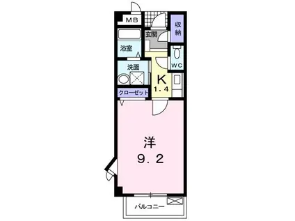 ブランドール久米田 2(1K/1階)の間取り写真