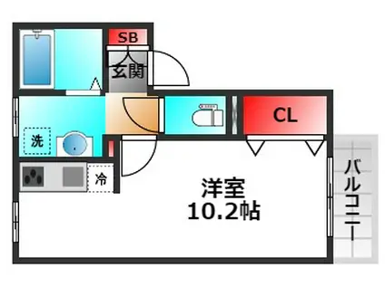 リヴェール清泉(ワンルーム/2階)の間取り写真