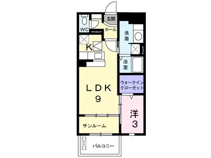 リバ・シティ夢咲I(1LDK/1階)の間取り写真