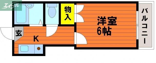 BRUNO原尾島(1K/2階)の間取り写真
