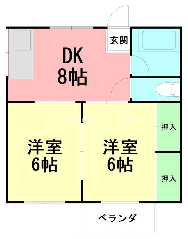 第一綾西ハイツ(2DK/1階)の間取り写真