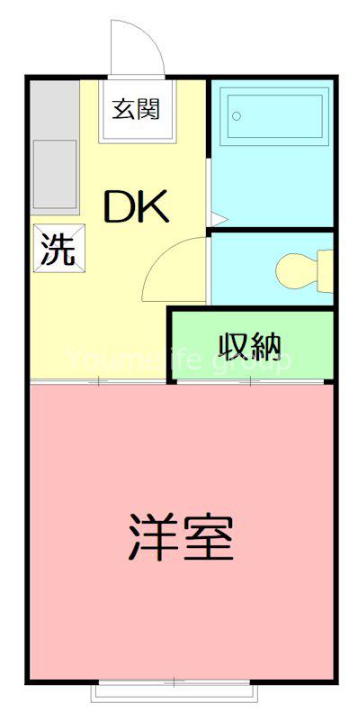 政海ハイツ(1K/2階)の間取り写真