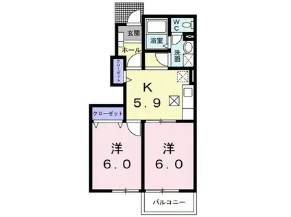 カーサ・ローマA(2K/1階)の間取り写真