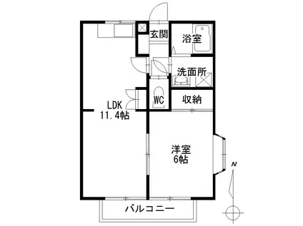 さくらフォレスト神辺(1LDK/1階)の間取り写真