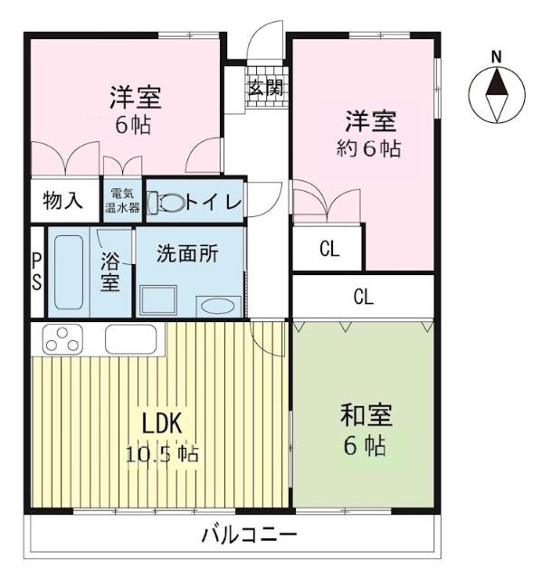 コーポしろかね(3LDK/2階)の間取り写真