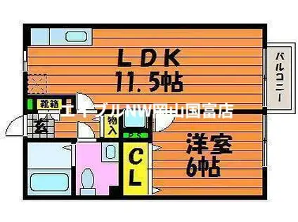 ヴィラコスモス(1LDK/2階)の間取り写真