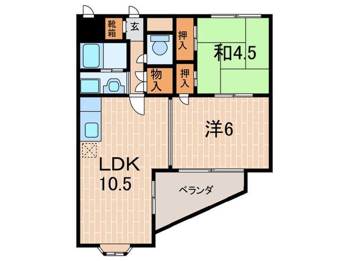 COLLECTION旭が丘(2LDK/2階)の間取り写真
