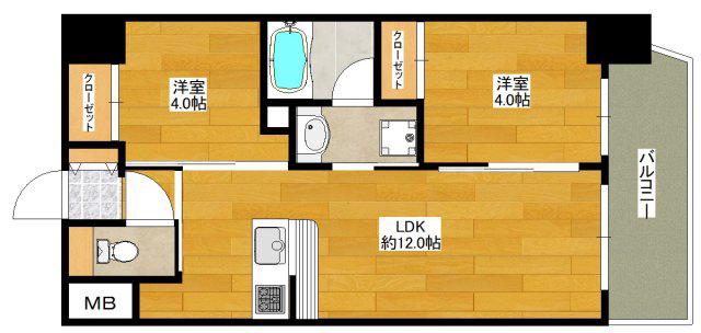 セレニテフラン新大阪(2LDK/3階)の間取り写真
