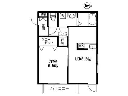 スタジオ コヤス(1LDK/2階)の間取り写真