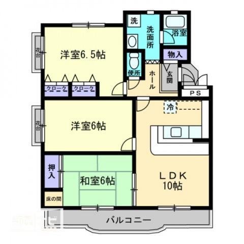 プレジール飛鳥(3LDK/3階)の間取り写真