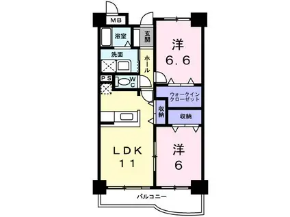 サン・フィオーレ赤津(2LDK/4階)の間取り写真