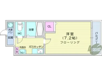 ジュネス角五郎 (1K/3階)の間取り写真