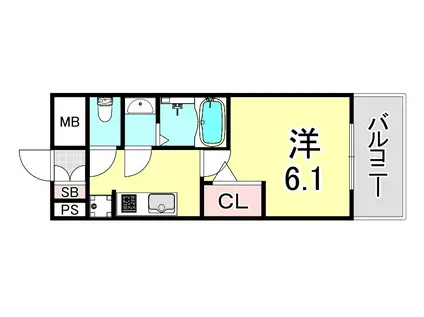 プレサンス神戸長田マリエント(1K/7階)の間取り写真