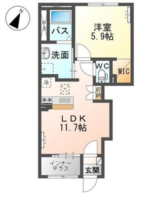 ラベンダー(1LDK/1階)の間取り写真