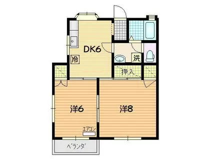 タウンフラット茶畑C(2DK/2階)の間取り写真