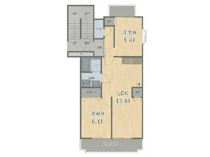 メゾンドール八千代(2LDK/3階)の間取り写真