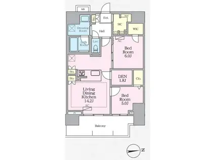 ラグゼナ八王子寺町(2LDK/11階)の間取り写真