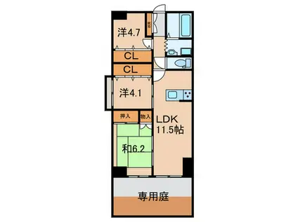 サンハイツ武庫之荘2号棟(3LDK/1階)の間取り写真