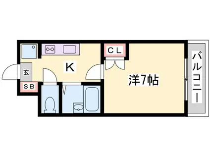 ジュネス伊伝居II(1K/1階)の間取り写真