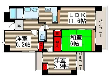 TS GARDEN 清瀬(3LDK/7階)の間取り写真