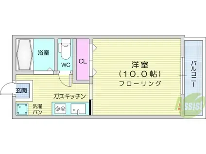 ルミナス旭ヶ丘(1DK/1階)の間取り写真