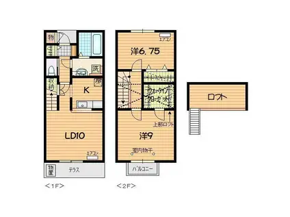 オリージャ本宮 B(2LDK/1階)の間取り写真