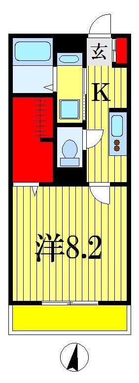ヴェルデカーサ(1K/1階)の間取り写真