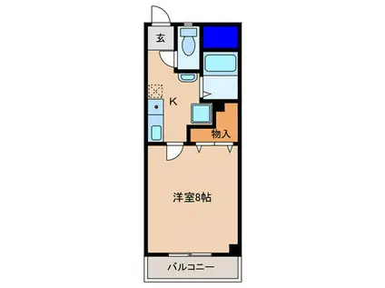 マンションきのこの森(1K/3階)の間取り写真