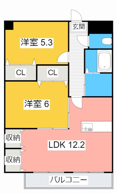 PALAZZO小池(2LDK/3階)の間取り写真