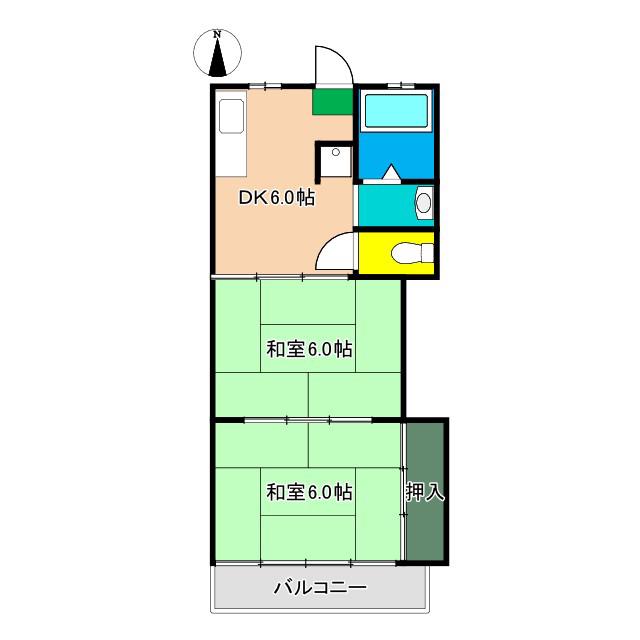 東山コーポ(2DK/4階)の間取り写真