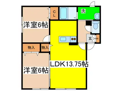 メゾンドショード(2LDK/1階)の間取り写真