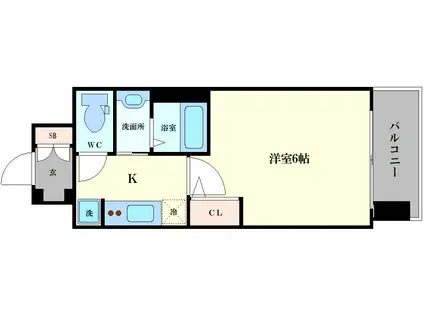 エステムコート難波ウエスト-SIDEVIIグローブ(1K/4階)の間取り写真