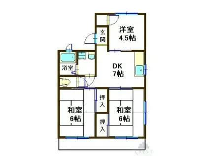 サンシャインセラ(3DK/1階)の間取り写真