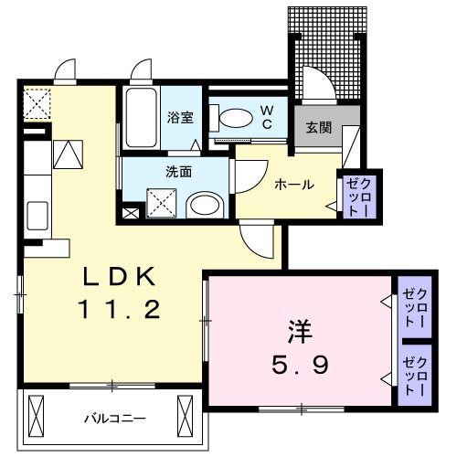 アルトピアーノ一色(1LDK/1階)の間取り写真