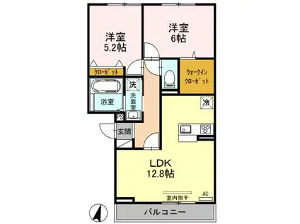 ロイヤルガーデンコート新和 B(2LDK/2階)の間取り写真