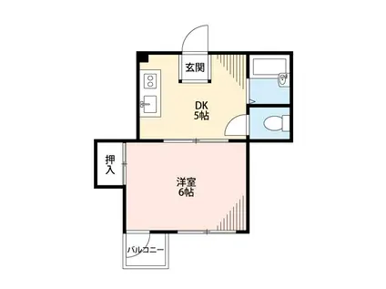 エヴリィワン(1DK/2階)の間取り写真