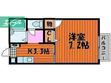 セフィラ北長瀬(1K/2階)の間取り写真