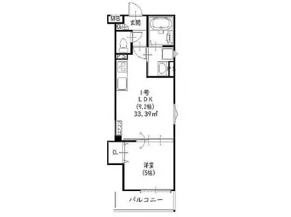 クリエオーレ郡津I(1LDK/3階)の間取り写真