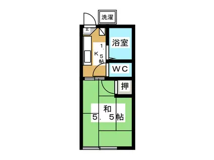 パインハイツI(1K/1階)の間取り写真