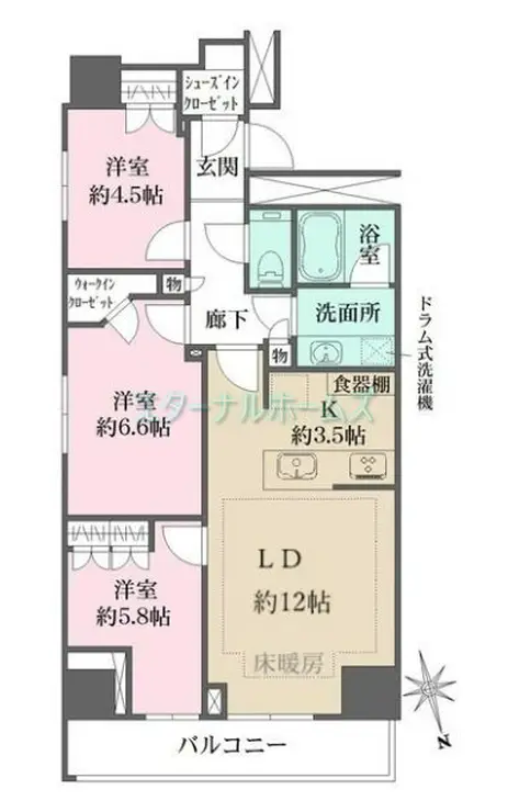 ザ・パークハウス新宿タワー 16階階 間取り
