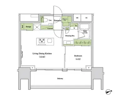 ザ・パークハビオ北千住(1LDK/6階)の間取り写真
