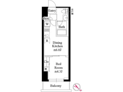 グランパセオ銀座築地(1DK/8階)の間取り写真