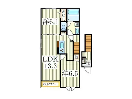 ソラリスN(2LDK/2階)の間取り写真