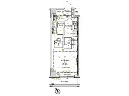 アークマーク東大井(1K/4階)の間取り写真