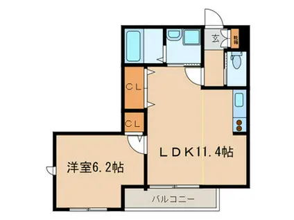 LOVELY ROSA(1LDK/3階)の間取り写真