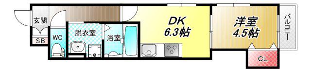 レクエルド柏田本町(1DK/2階)の間取り写真