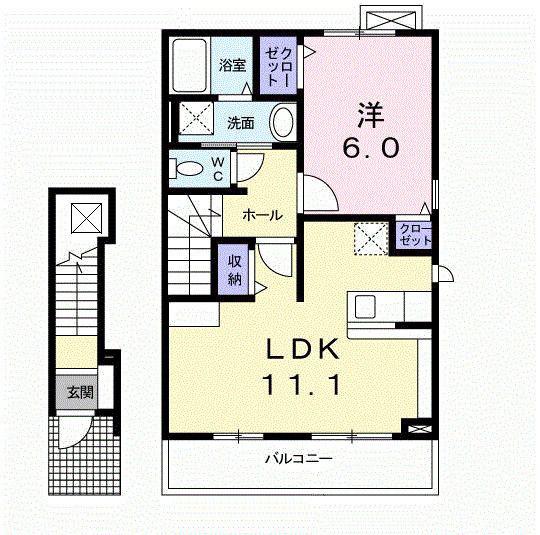 フェアーインプレス(1LDK/2階)の間取り写真