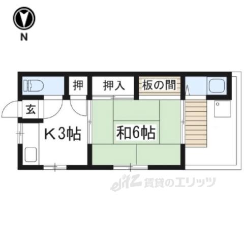 西野荘(1K/1階)の間取り写真