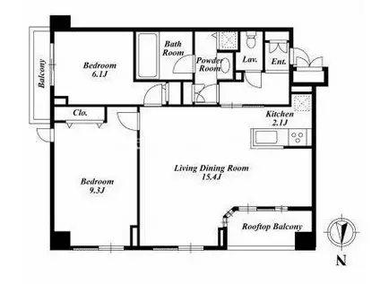 KDXレジデンス半蔵門(2LDK/8階)の間取り写真