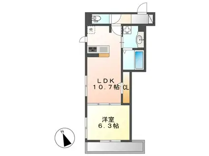 エスペランサ春岡(1LDK/3階)の間取り写真